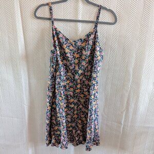 Old Navy Linen Blend Floral Cami Dress Ruffle Hem Smocked back Size Large